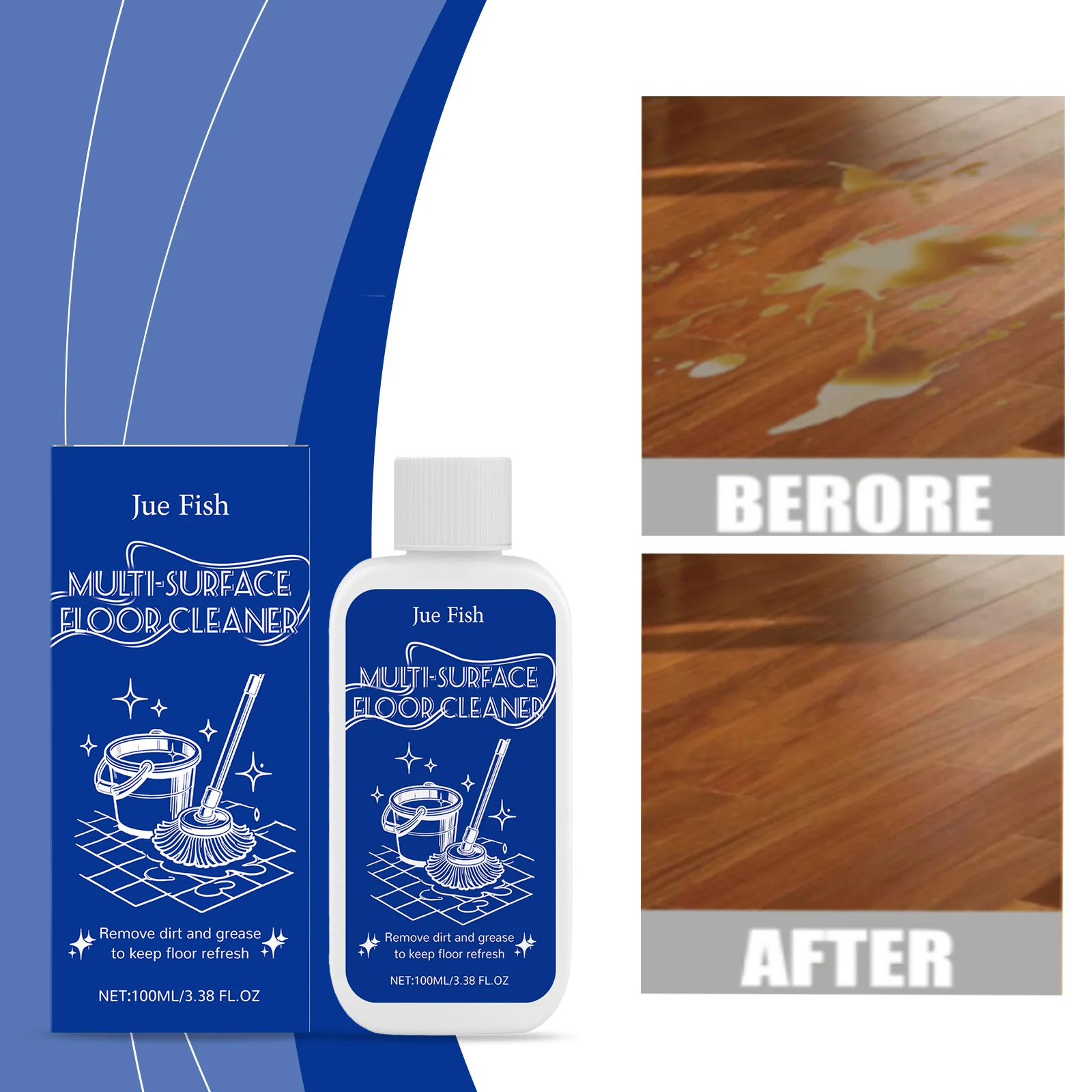 

JUE FISH Multi-Surface Floor Cleaner Powerful Cleaning Quick Decomposition of Various Floor Dirt Making Cleaning More Effortless