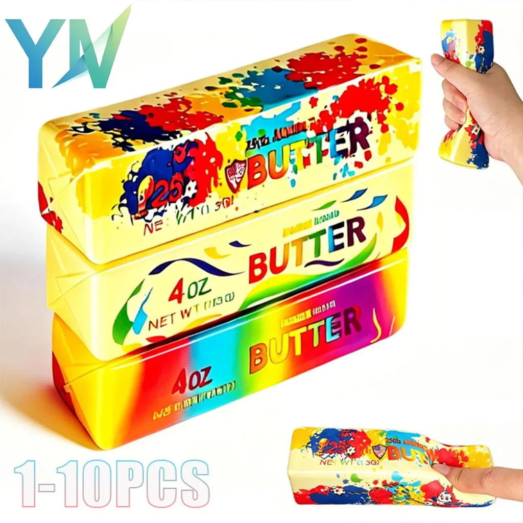 1-10pcs Football Theme Slow Rising Squishy Butter Bar Realistic Fake Butter Soft Gel Stress Relief Toy for Desk Fidget Anxiety
