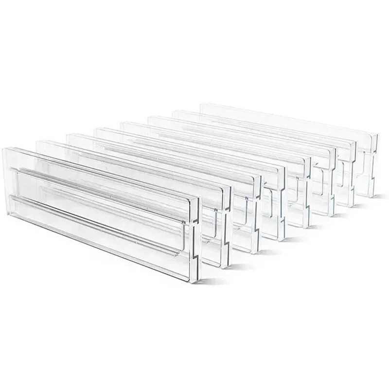 

AA81-6 PCS Drawer Dividers Organizers, Adjustable 8Cm High Expandable From 27.5-52Cm Plastic Kitchen Drawer Organizer