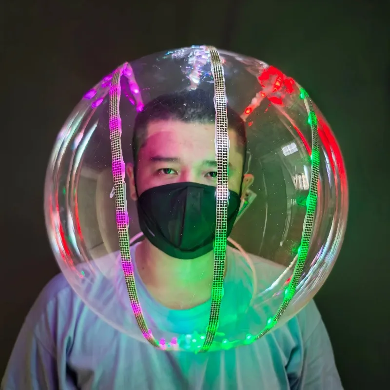 Wearable Adult Ball Hat Party Stage Performance Costume Cosplay Nightclub Cap DJ DS Transparent Helmet Halloween Cosplay Props