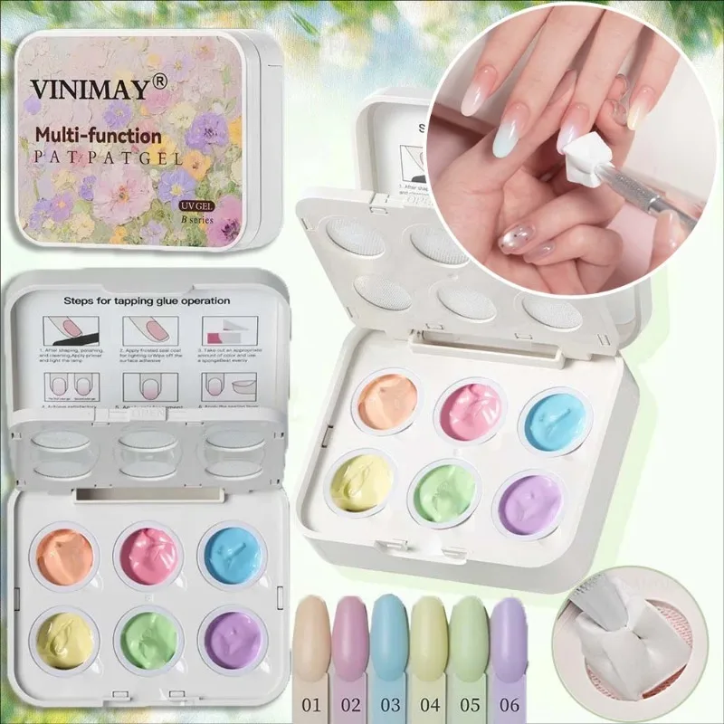 6 Colors Cushion Gradient Painting Gel Colorful Ombre Patting Gel Polish UV/LED Blush Blooming Aura Manicure Nail Art Gel Tools