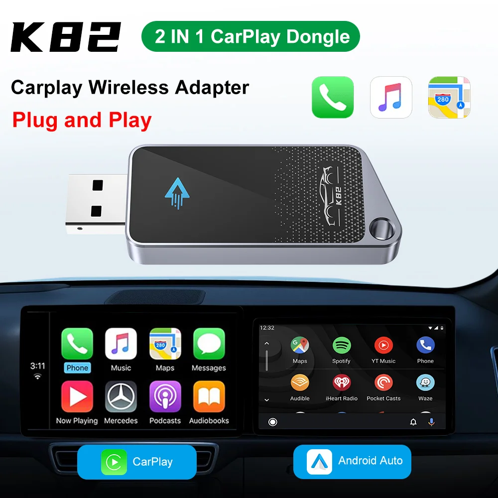 K82 New Mini CarPlay Wireless Adapter Support Plug And Play WiFi6