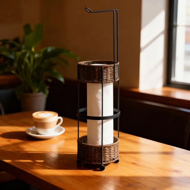 

ABKY-без сверления, полиэтиленовый держатель для туалетной бумаги из ротанга и углеродистой стали, отдельно стоящий современный дизайн для ванной комнаты и кухни, портативный