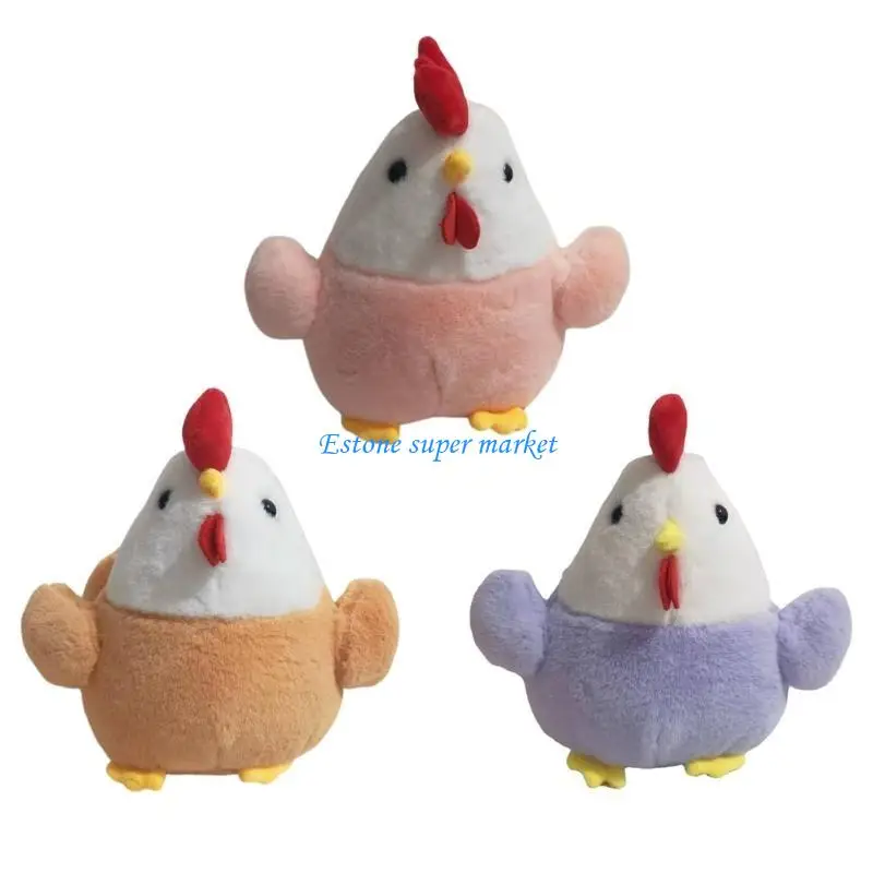 

090B Plush Chicken Toy Cartoon Stuffed Animal Easters Basket Filler Kids Room Decors