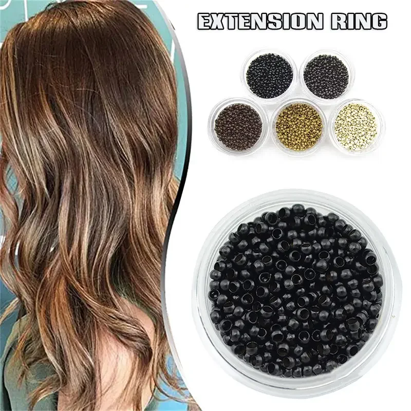1000 Stück Nano-Ring-Mikrolinks-Haarverlängerungsset, Mikroperlen-Zughaken und Mikroperlen-Schlaufenwerkzeug, für Haarverlängerungen – Detail 5