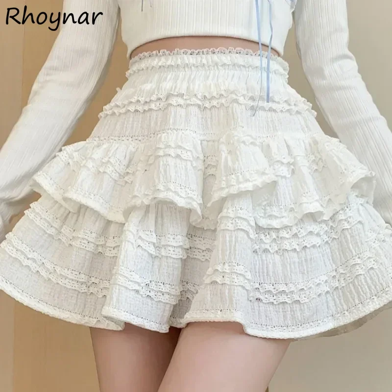 

High Waist Cake Skirts Women Korean Fashion Design Fungus Princess All-match Solid Simple Streetwear College Summer Aesthetic