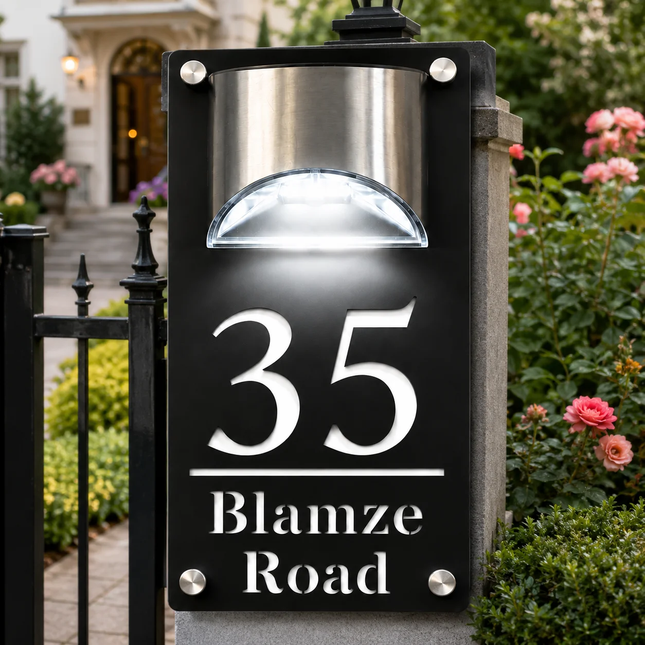 Personalized Custom Solar Outdoor Light House Number Sign Laser Cut Acrylic Address Name Plaque 3D LED Yard Entrance Door Plate