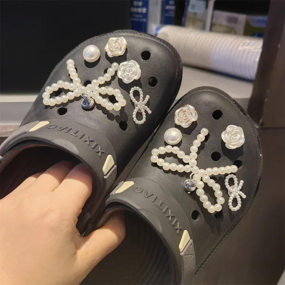 Mode Perle Schleife Schuh Charms Set Perle Blume 3D Abnehmbare Schnalle Erweiterte Schuh Dekorationen Elegante Schuhe Zubehör 1 Set – Detail 9