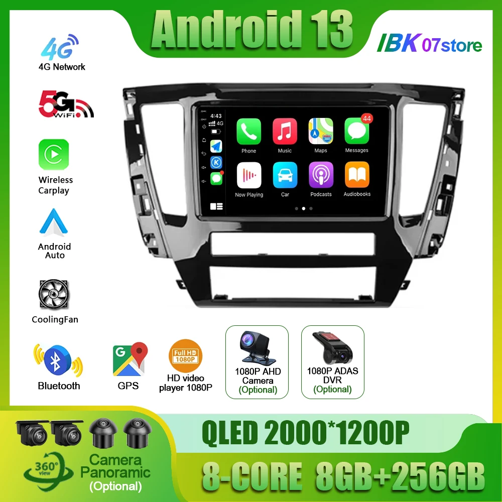 

For Mitsubishi Pajero Sport 3 2020-2021 Car Radio Multimedia Navigation 4G GPS Wireless Carplay Stereo Android 13 Screen 2DIN