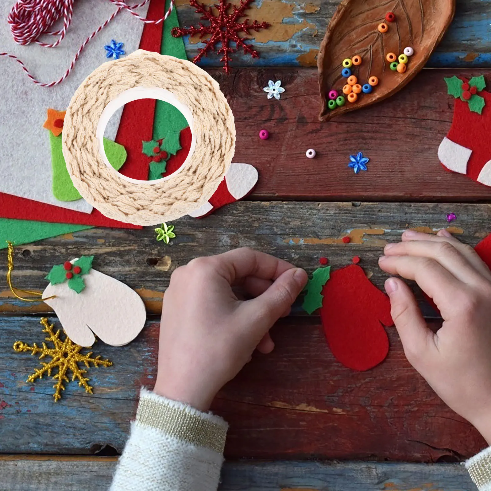 

2Pcs Beige Hollow Lace Tape Sticky Craft Tape for DIY Decoration Journals Planners Cards Gifts Scrapbooking Projects Adhesive