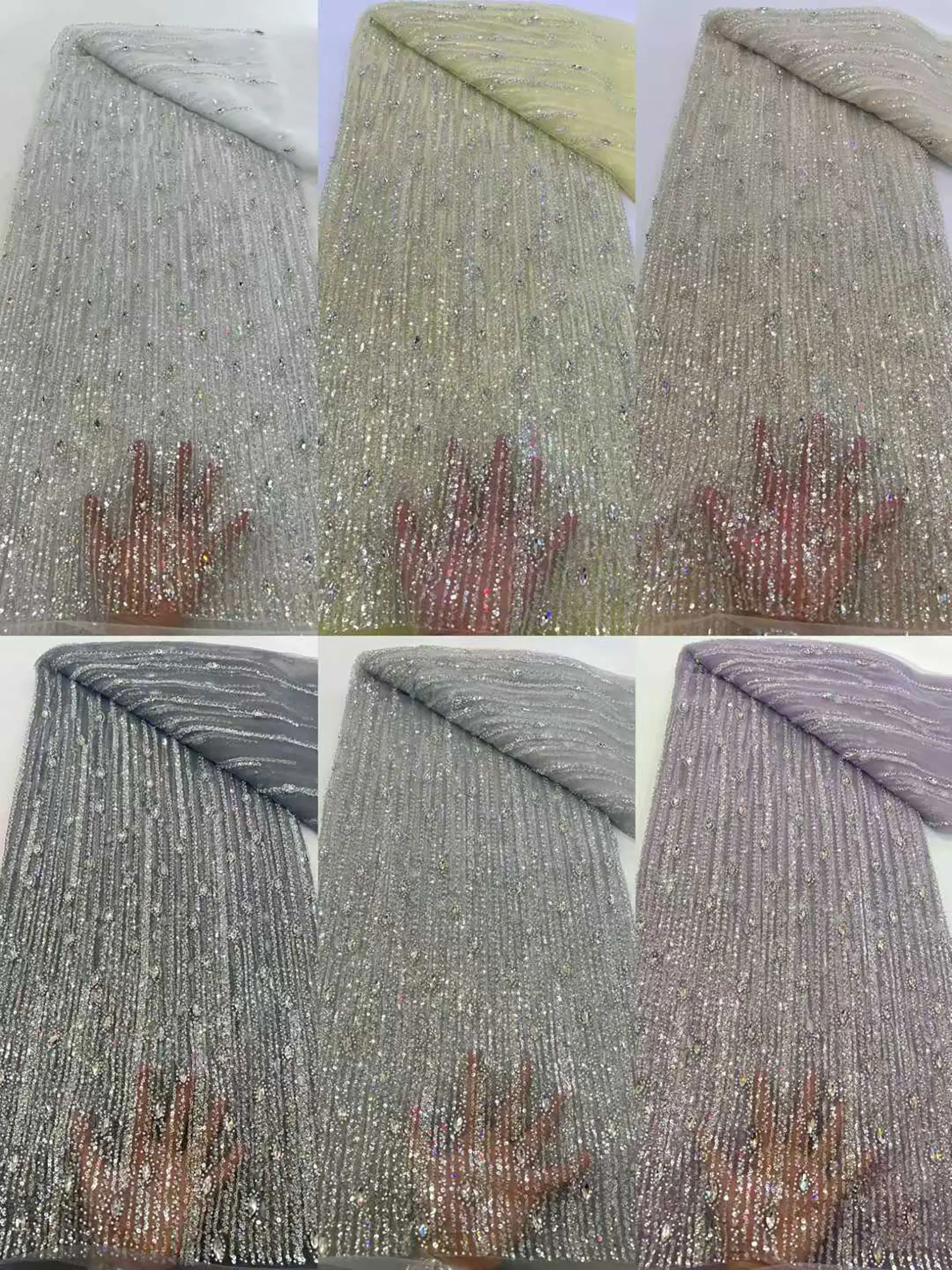 Luxuriöser Afrikanischer Stein-Spitzenstoff 2026 Königliche Hochwertige Französische Perlen-Pailletten-Spitze für Braut-Hochzeits-Abendkleider – Detail 4