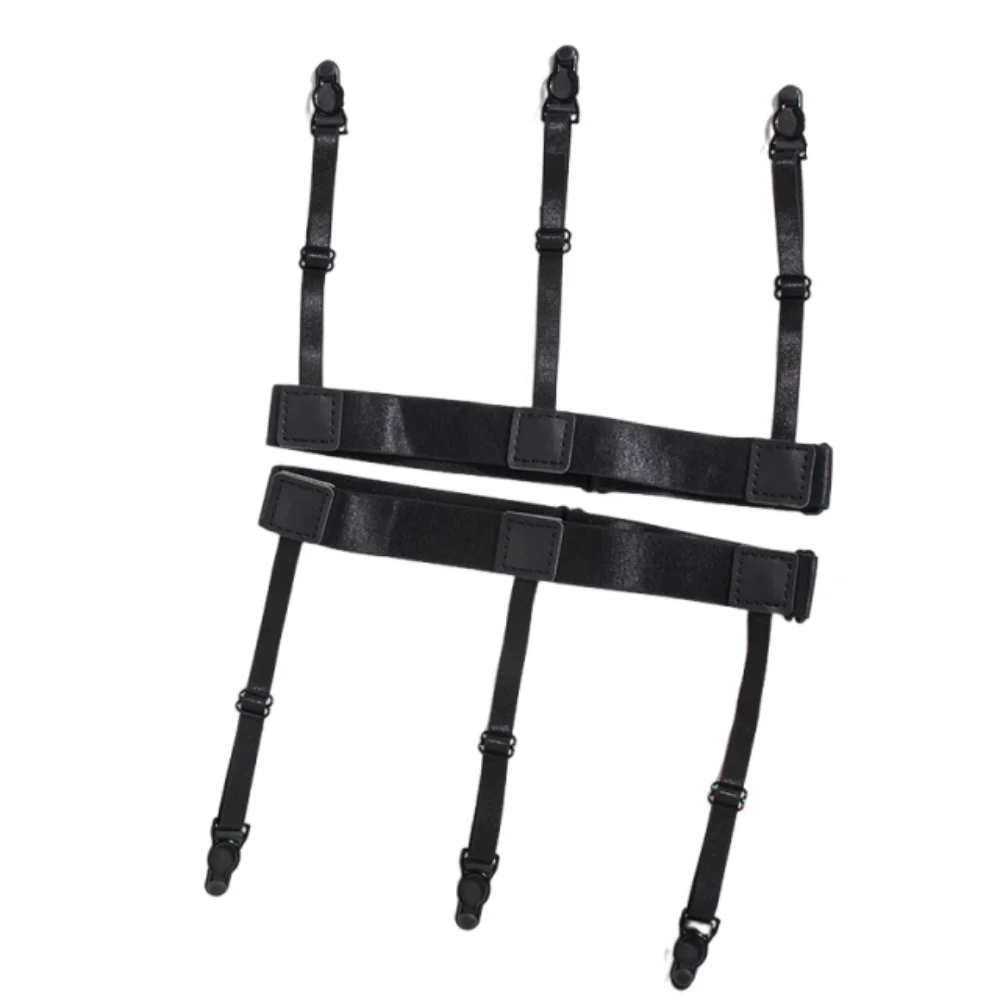 2Pcs Non-Slip Locking Clips Shirt Stays Belt Elastic Strap Adjustable Thigh Suspender Garter Keep Shirt Tucked Locking Clamps
