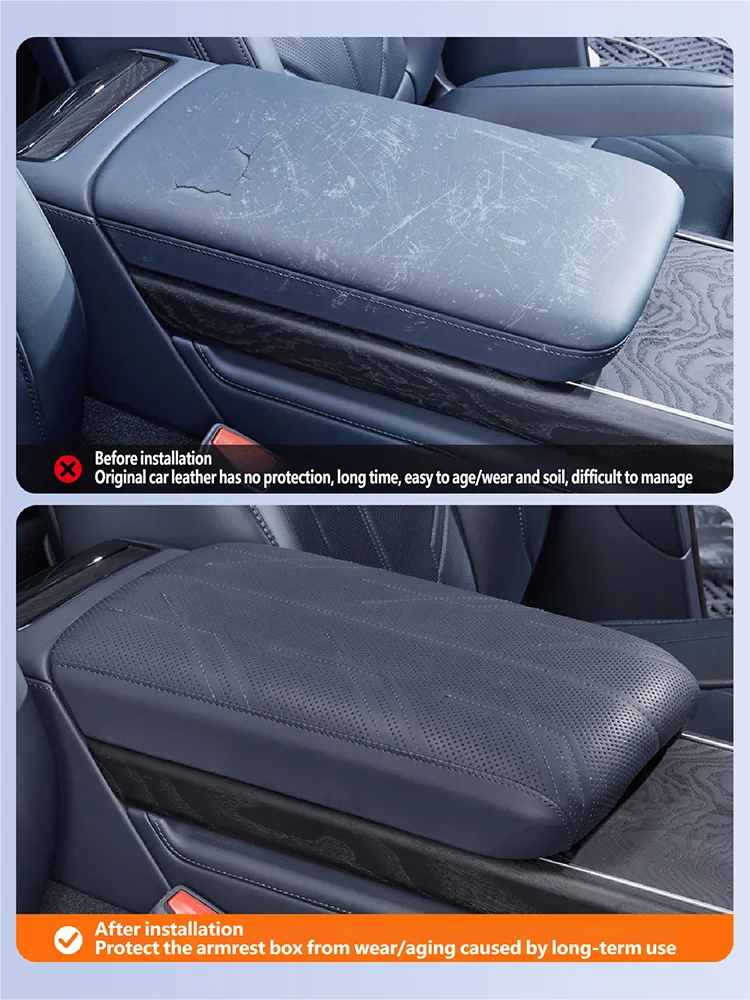 For ZEEKR 9X 2025 2026 Car Center Console Armrest Box Protective Cover Leather Height Pad Interior Protection Accessories 4