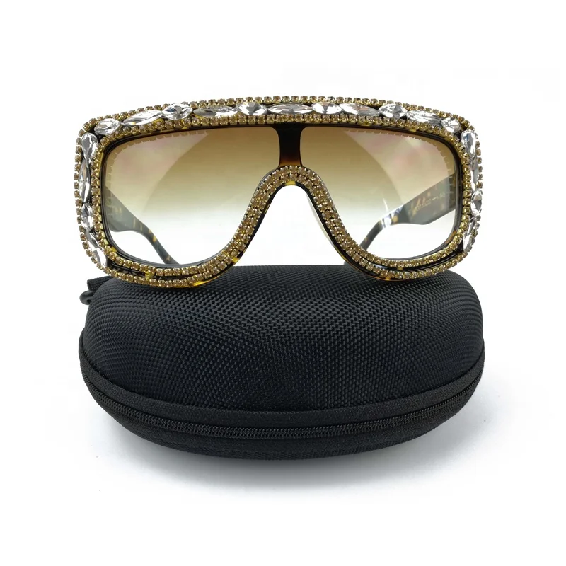 Gorgeous  Shining Rhinestone Polarized Oversized Sunglasses Stylish Casual Eyewear For Women Men