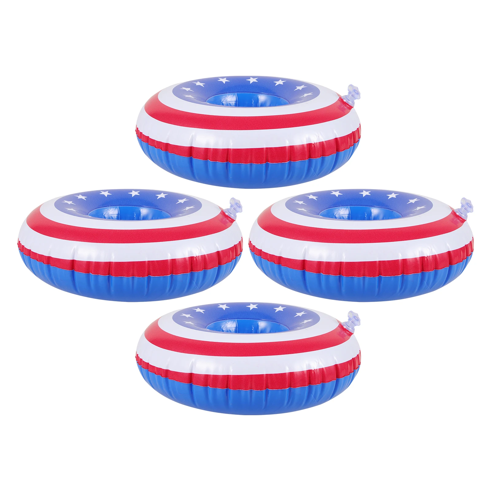 

4pcs Inflatable Drink Holders Floating Pool Beach Party PVC Reusable American Flag Lightweight Supplies