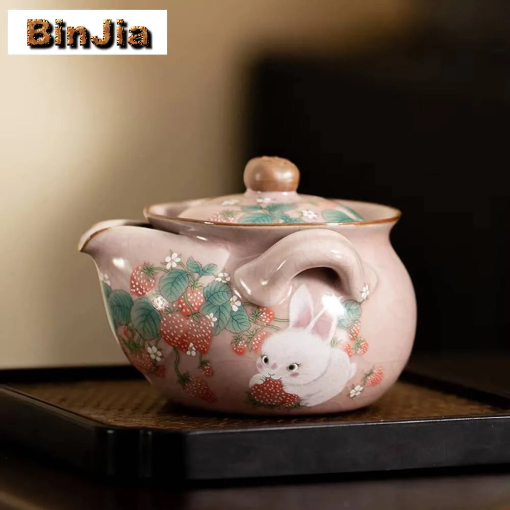 

200 мл японский Ru печь для захвата рук Gaiwan Boutique клубничный кролик чайный чайник крышка чаша кунг-фу предметы украшения поставки