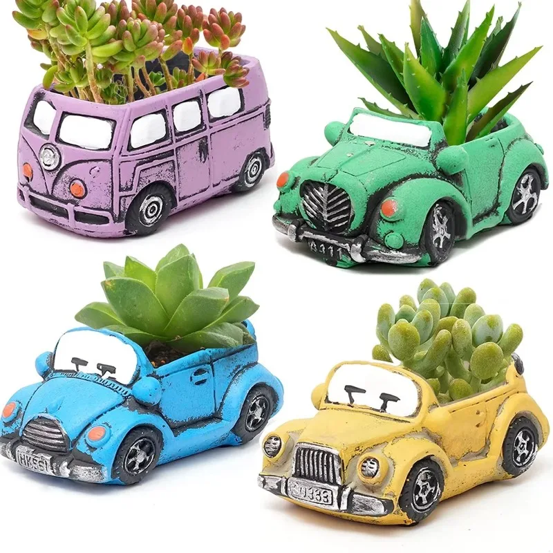 

Hot Sale Cement Car Succulent Planter Flower Pots Succulent Plants Containers Mini Flower Pots with Holes for Cactus Decor