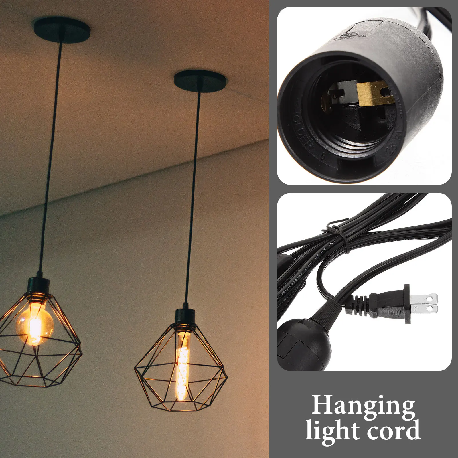

Plug in Hanging Light Socket Us Plug Lamp Holder Cord Hanging Light Cord Adjustable Durable Lamp Socket Bulb Holder