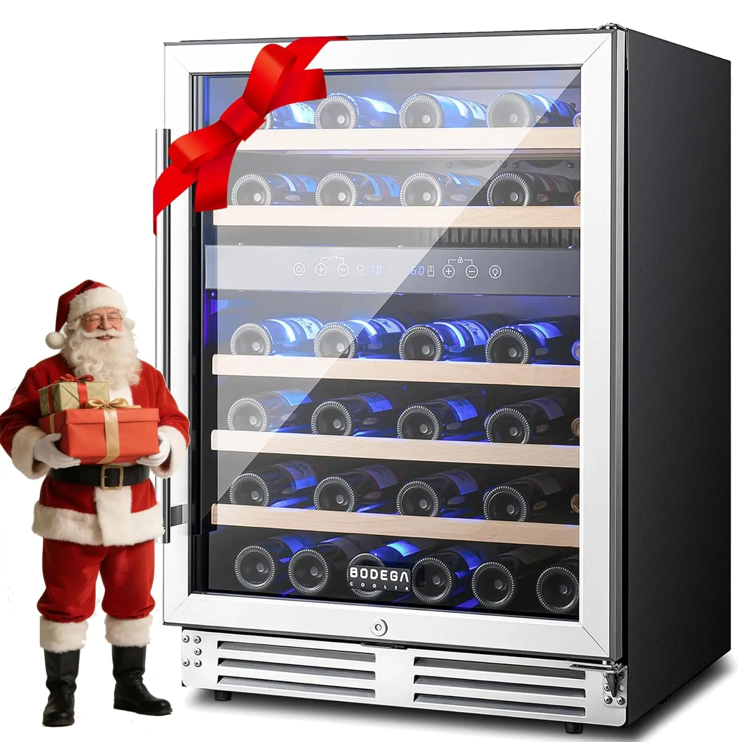

24 inch 46 Bottle Dual Zone Wine Cooler Adjustable Shelves Built-in Freestanding Home Bar Office, Customized