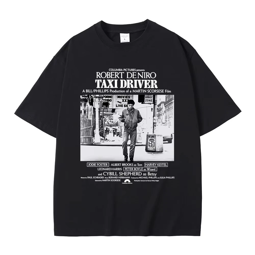

Футболка с графическим принтом «Таксист» (Роберт Де Ниро) из классического хоррор-триллера 2026 года, мужская и женская, повседневная, хлопковая, винтажная