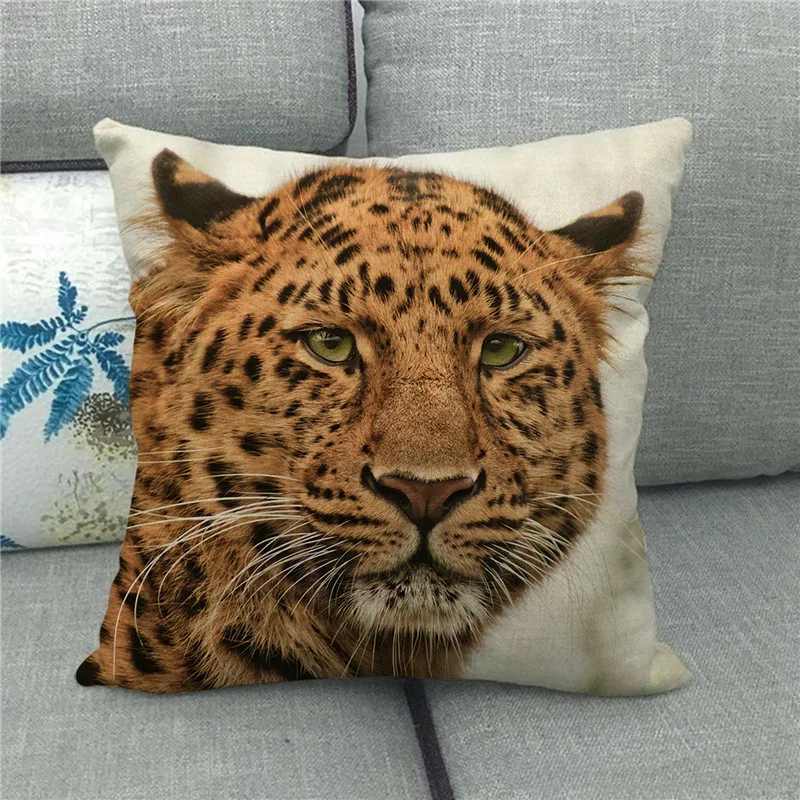 45X45CM Tiger Lion Printed Pattern Pillow Cover Sofa Bed Home Decoration Accessories Cushion