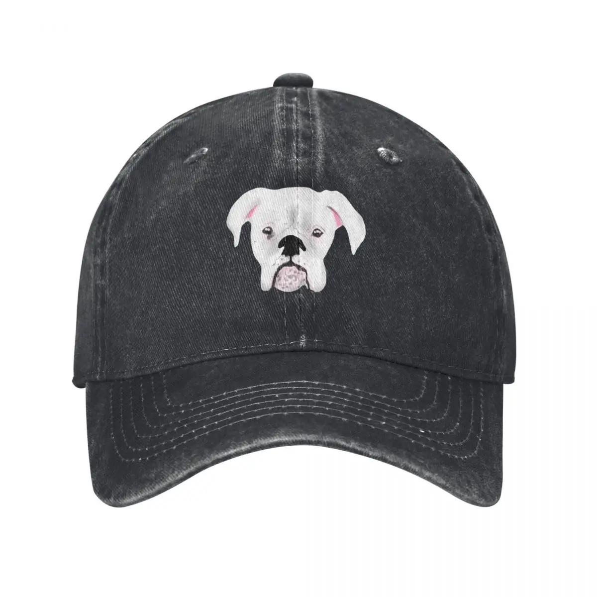 WHITE BOXER DOG PUPPY POLLY Baseball Cap black Military Cap Man Bobble Hat Hip Hop Female Men's