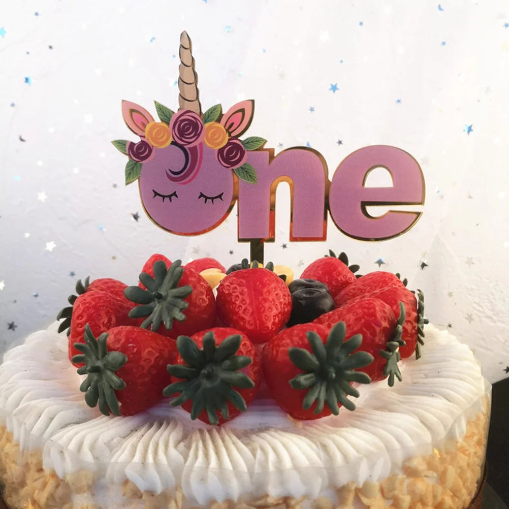 

Multicolor Unicorn Cake Decoration 3D Creative Acrylic Topper for Wedding Birthday Party Dessert Insert Cupcake Decor