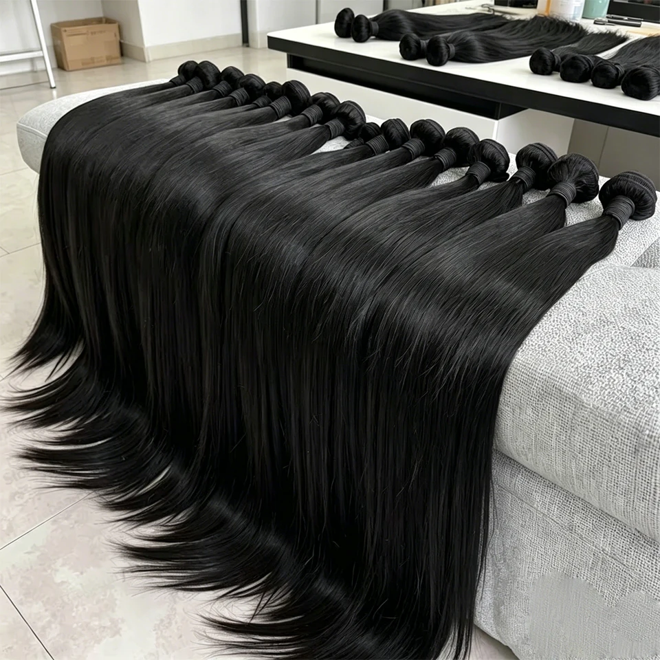 

20 30 Inch Bone Straight 2 3 4 Bundles Brazilian Remy Unprocessed Human Hair Wavy Doule Drawn Straight Bundles Weave Extensions