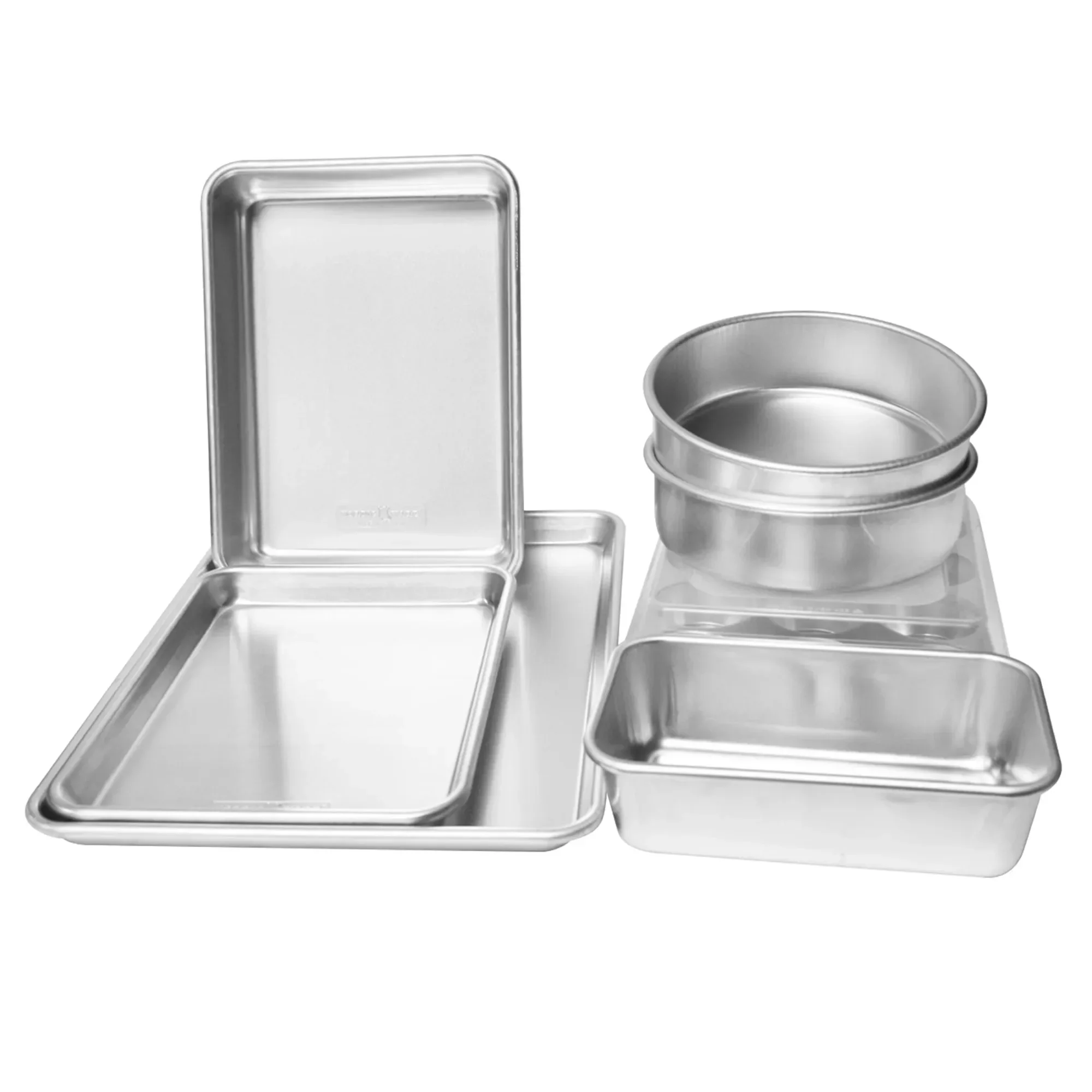 

8-Piece Natural Aluminum Baking Set, Non-Stick, Oven Safe, For Cookies, Cakes, Roasting, Even Heat, Easy Clean Kitchenware