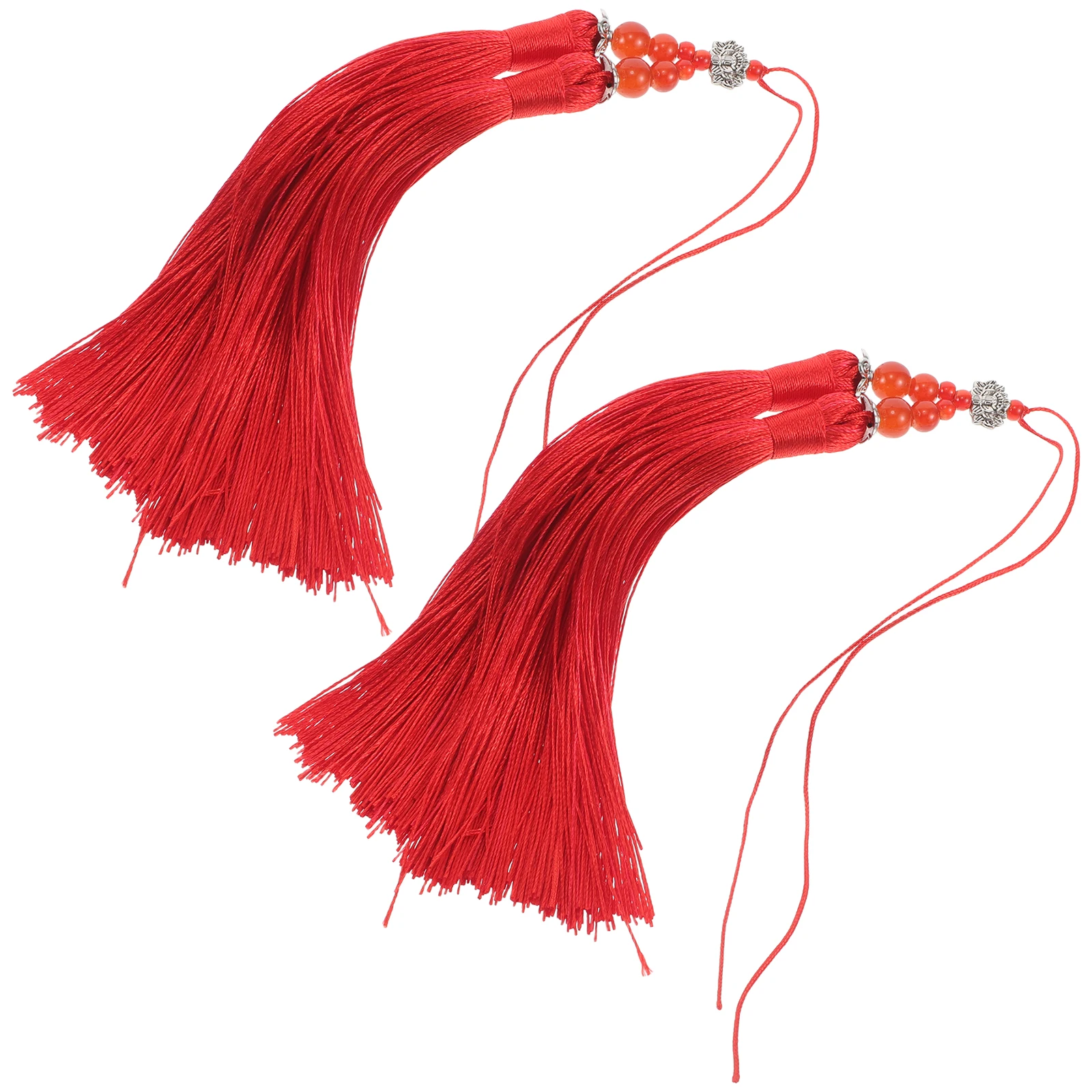 

2pc TaiChi Tassel Red Polyester Martial Arts Supplies Decorative Lotus DoubleTassel Design for Keychain Bag Charm