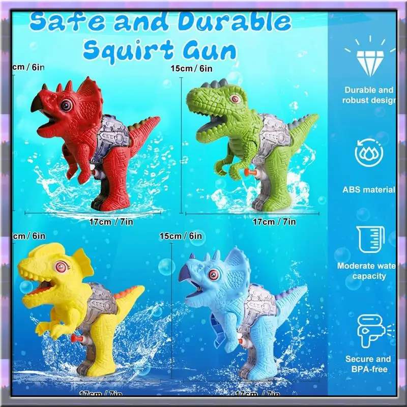Pistolas de agua de dinosaurio pequeño A49U, juegos de lucha contra el agua para niños y niñas pequeños en piscina y césped