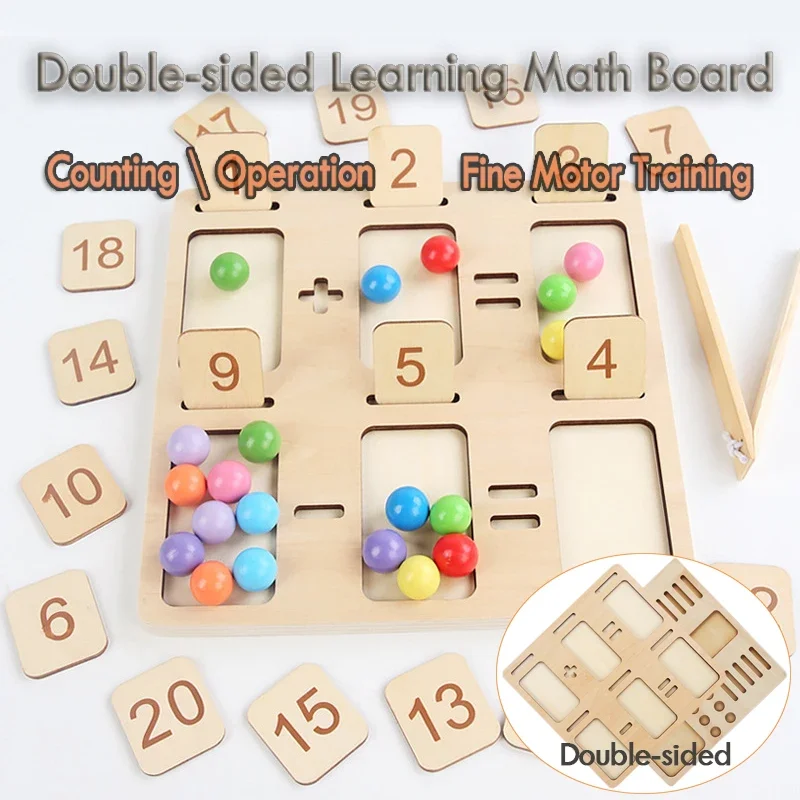 Kids Learning Math Toy Preschool Teaching Aids Education Game Montessori Wooden Counting Board Beads Tray Number Calculation Toy
