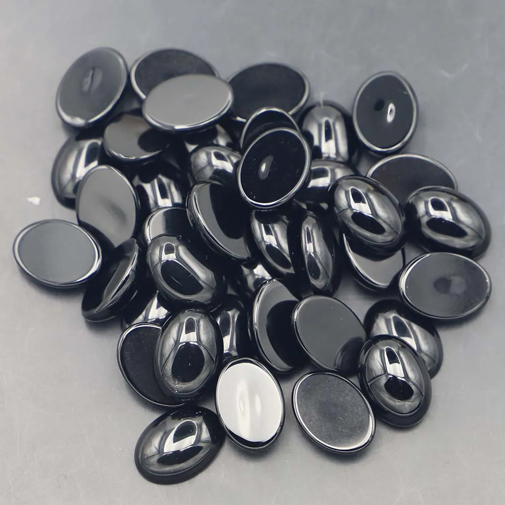 

13x18mm Synthesis Black Stone Oval Shape Cabochon Spacer Beads for Jewelry Making Material Clothes Accessories Wholesale 50pcs