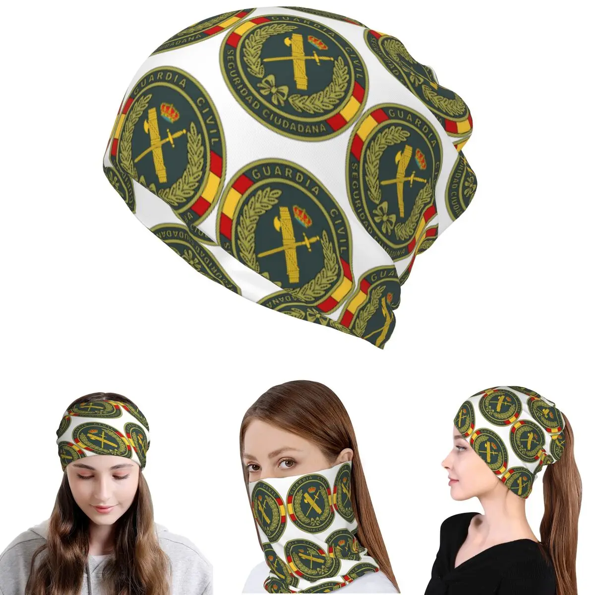 

Emblem Of The Spanish Civil Guard Bandana Neck Cover Mask Scarf Warm Headwear Beanies Hat for Men Women Adult Washable