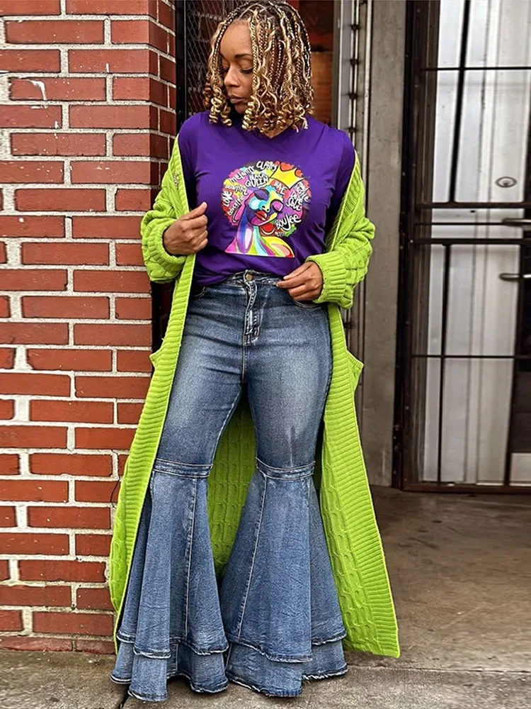 جينز نسائي عالي الخصر متوهج بجيب وسحّاب جينز ضيق للسيدات موضة 2025 كل مباراة عتيقة Y2k للربيع والصيف قيعان جرس نسائية