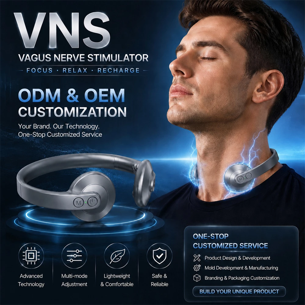 Hands-Free Vagus Nerve Relaxation Device tVNS Pulse Neck Massager Smart App Control Better Sleep Focus Health Therapy Machine