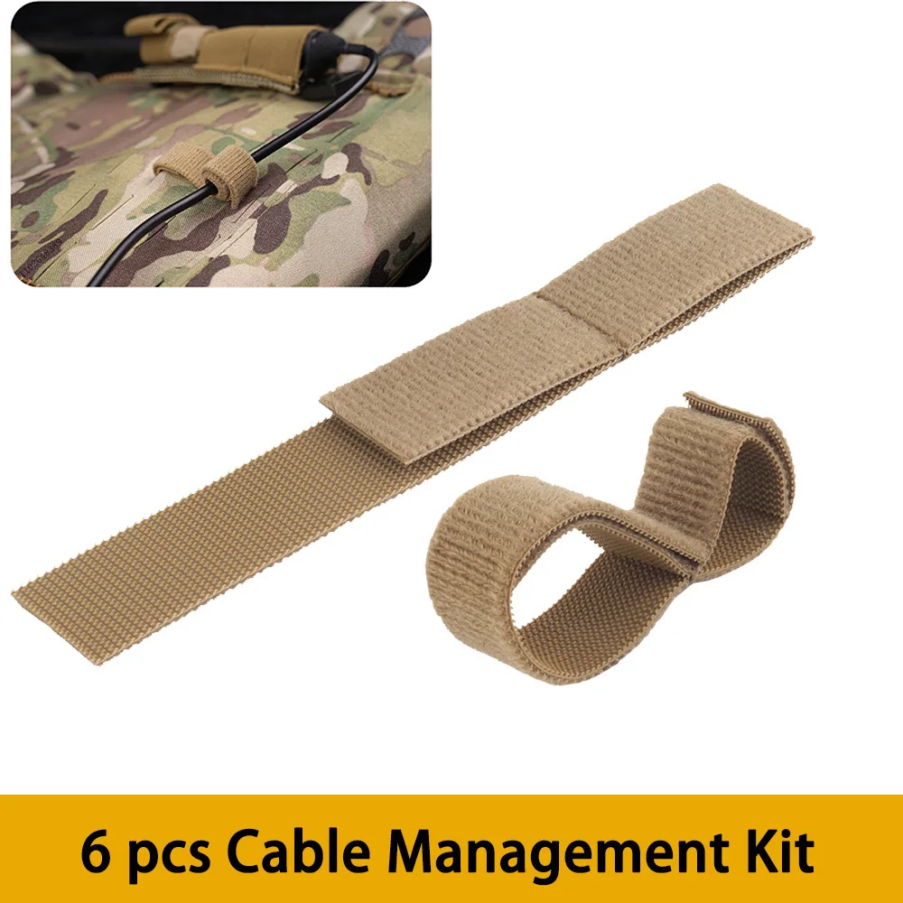 Tactical Cable Management Kit 6pcs PTT Communication Sort Out Antennas Hydration Tube Storage Strap Hook&Loop Molle Accessories