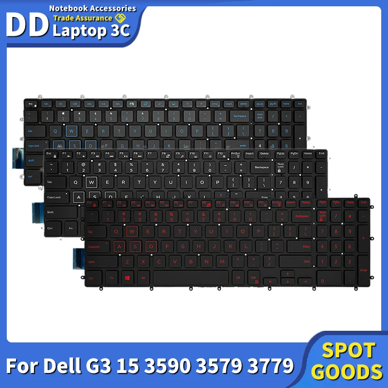 Nouveau clavier d'ordinateur portable rétro-éclairé de remplacement, pour Dell G3 15 3590 3579 3779 G5 15 5590