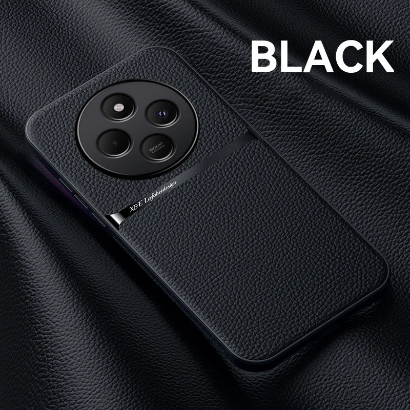 Hautfreundliche Schutzhülle mit Litschi-Muster aus Leder für XIAOMI REDMI 13C 14C 15C Note 11 12 13 14 15 Pro Plus Magnetische Abdeckung