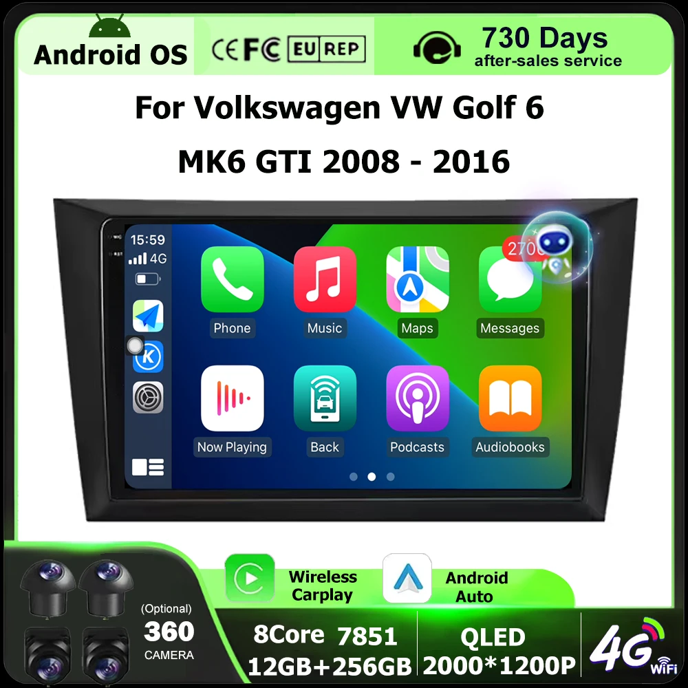 

Android Auto For Volkswagen VW Golf 6 MK6 GTI 2008-2016 Car Radio Multimedia Video Player GPS Navigation Wireless Carplay 4G DSP