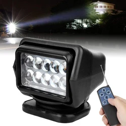 360 Degree Remote Control Marine Spotlight 12V 24V LED Work Light Searchlight for Truck SUV Yard Garden Boats Yacht