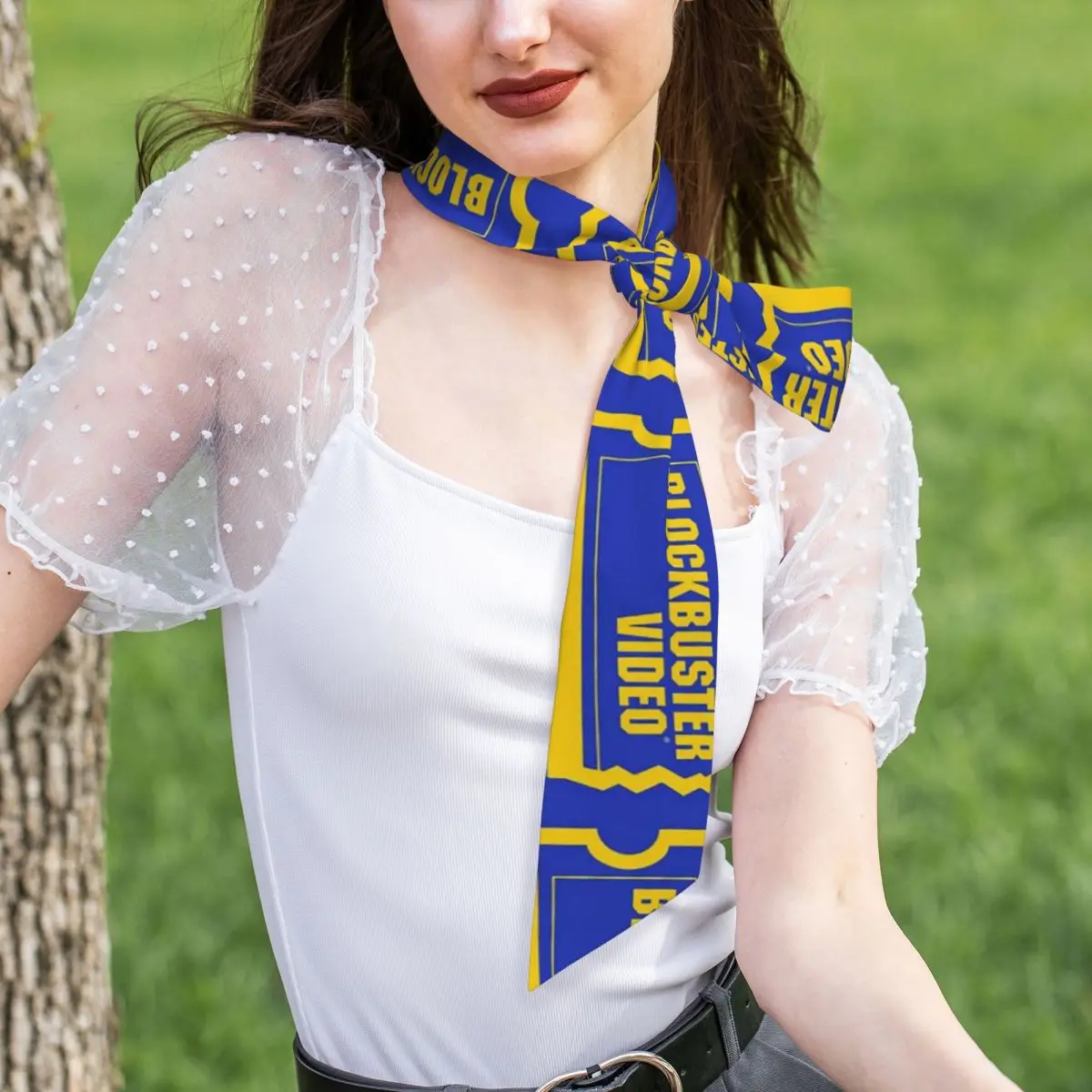 Blockbuster Video (3) Women Long Narrow Scarf Soft Skinny Scarf Multi-use Neck Head Wrap for Office Daily Party