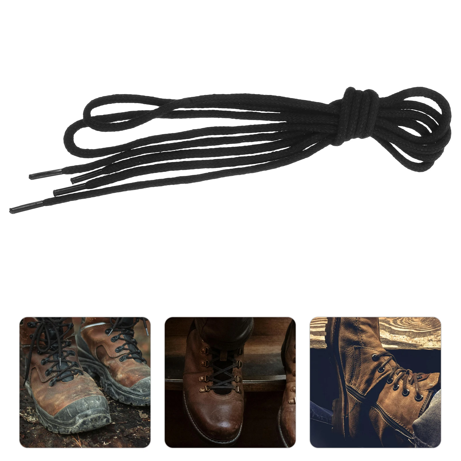 

High Temperature Resistant Shoelaces Black Boot Laces Welding D Loops Buckle Plastic Waxed Drawstring Shoes Strings Replacement