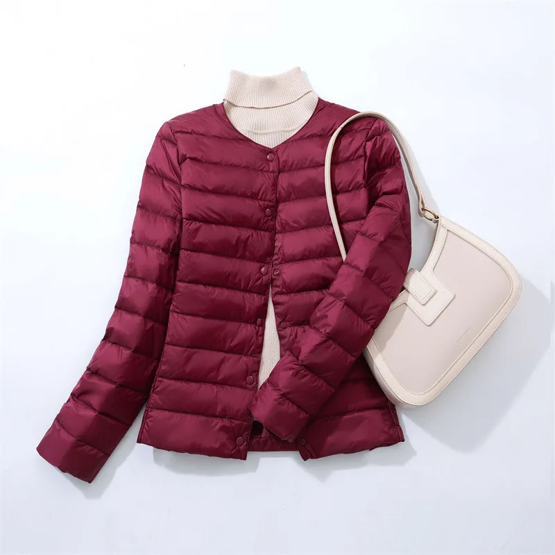 Autumn Winter Ultra Light Thin White Duck Down Jacket Women Warm Bigsize Down Coat Ladies Single Breasted Puffer Parkas Outwears
