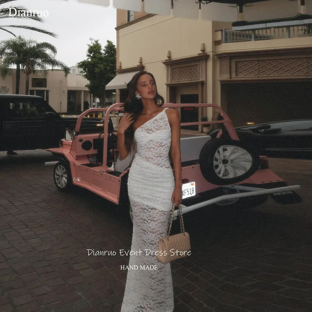 Dianruo فساتين سهرة حورية البحر شفافة مغرية مزينة بالدانتيل فيستدوس دي نوفيا بكتف واحد 2025 فساتين حفلات مخصصة