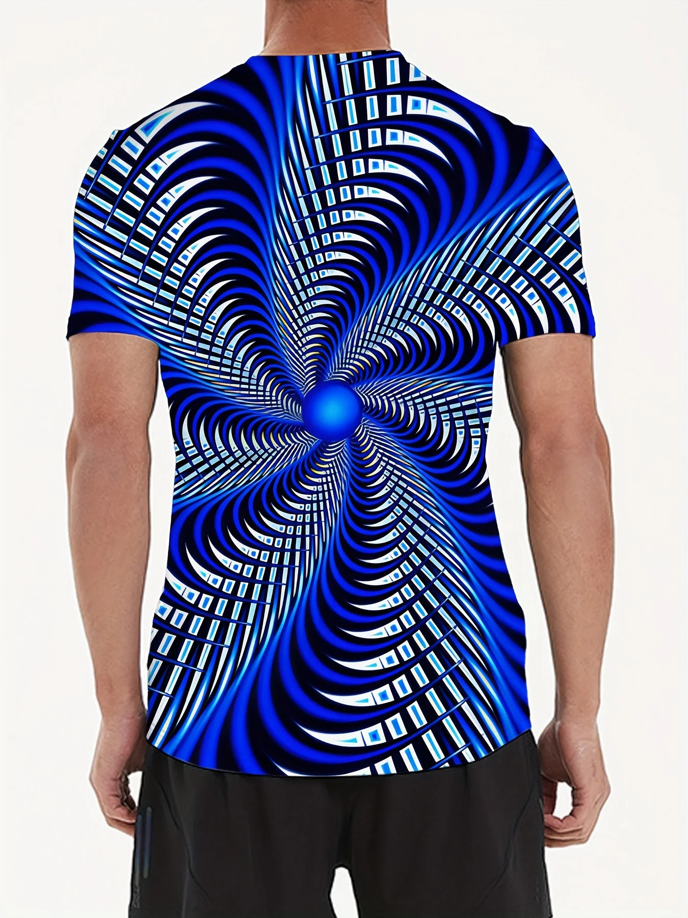 Summer men\'s 3D printed vortex pattern printed short sleeved T-shirt creative design T-shirt casual fashion trend