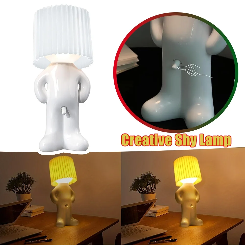 Warm Light LED Night Light USB Charging Shy Lamp Shy Boy Naughty Cute Cartoon Decorative Lamp For Bedroom Bedside Home Gift
