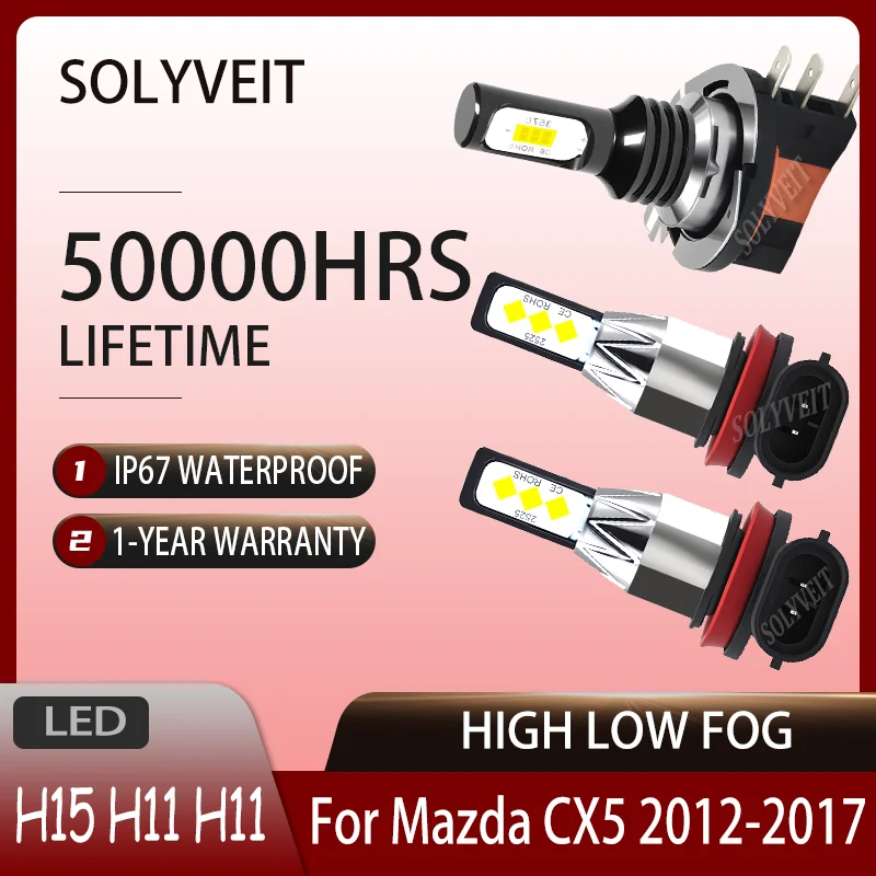 

Bright Illumination Easy to Install H15 H11 H11 HIGH LOW FOG LED Headlights DRL For Mazda CX5 2012 2013 2014 2015 2016 2017