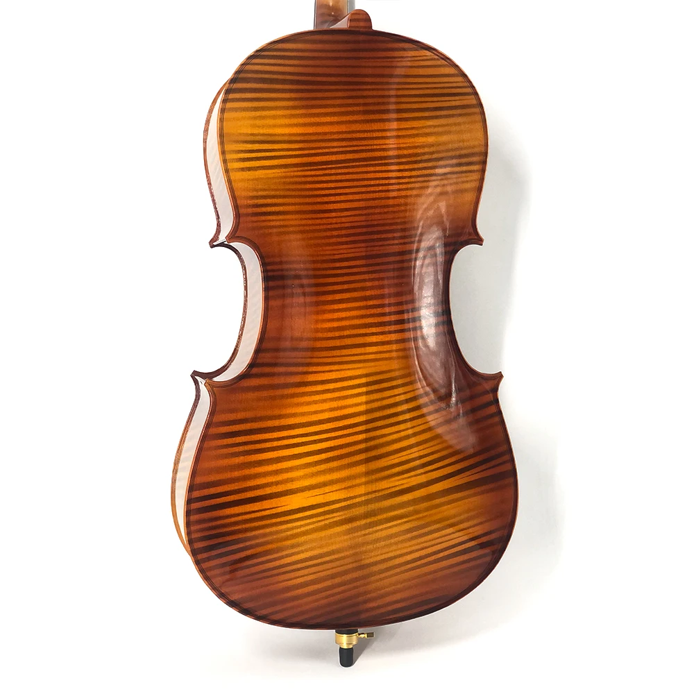 4/4 Flame Cello Professional Grade with Ebony Accessories