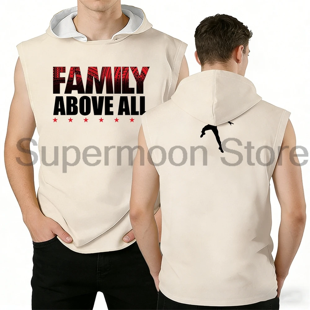 Roman Reigns Family Above All Hooded Tank Tops Unisex Sleeveless Hoodie Women Men Streetwear Gym Vest